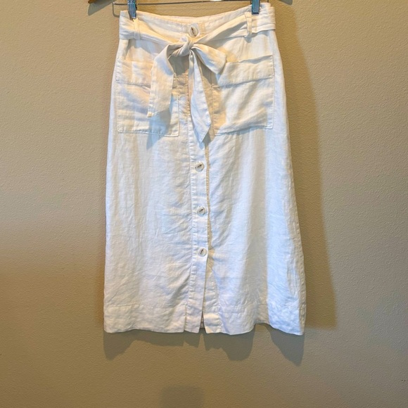 White 100% Linen Pocketed Skirt by MNG Mango, XS, Trending Summer Boho Airy - Picture 3 of 16